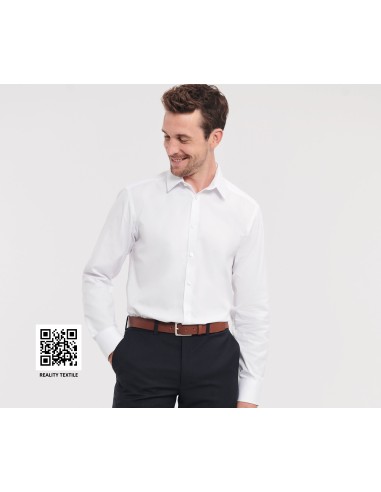 RUS-0R962M0-Men's Long Sleeve Tailored Herringbone Shirt